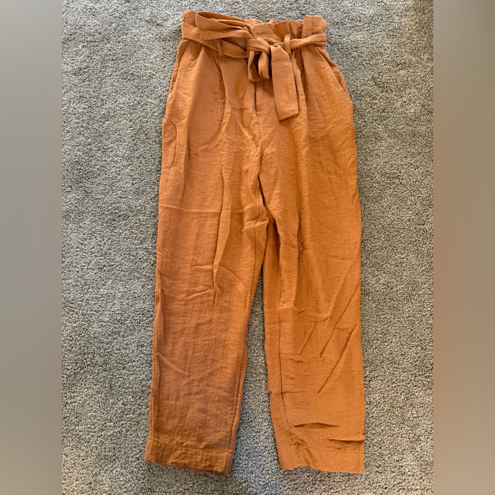 Copper colored paper bag waist pants- A New Day